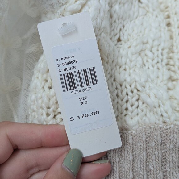 Anthropologie Lace Cropped Cable Sweater - Picture 6 of 6